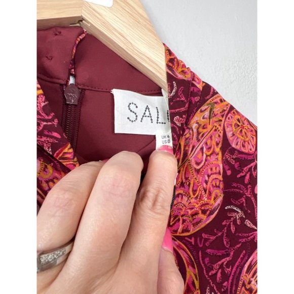 NWT Saloni High Neck Isa Silk Georgette Tiered Ruffle Midi Dress Size: 0 - Picture 5 of 7